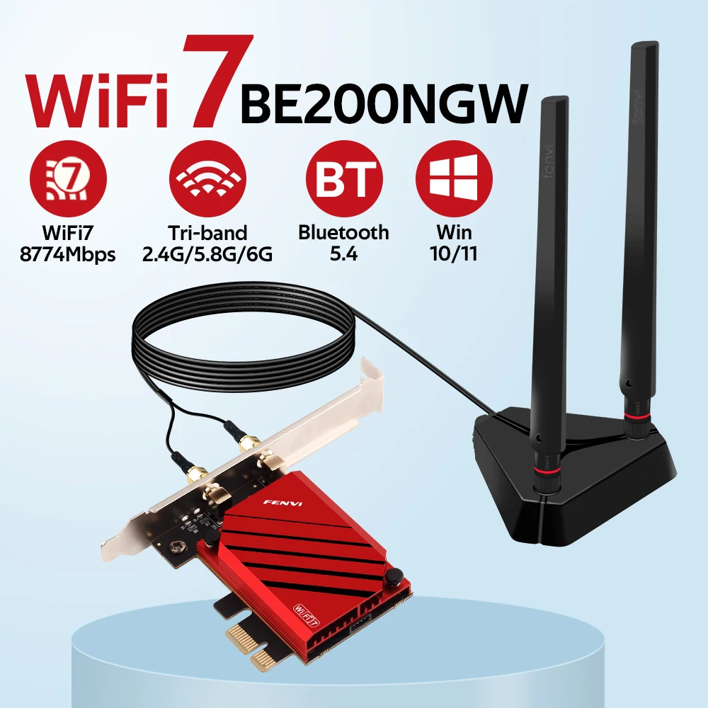 

WiFi 7 BE200 PRO Pcie Wireless Wifi Adapter Card Tri-band Bluetooth 5.4 for Intel BE200NGW wifi7 2.4G/5G/6GHz Win 10/11 64bit