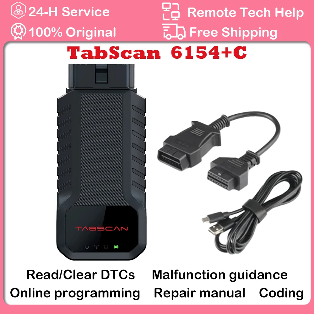Ручной диагностический инструмент TabScan 6154 + C OBD2 для портативной диагностики считывания/очистки кодов неисправности, используемый с приложением OBD GO