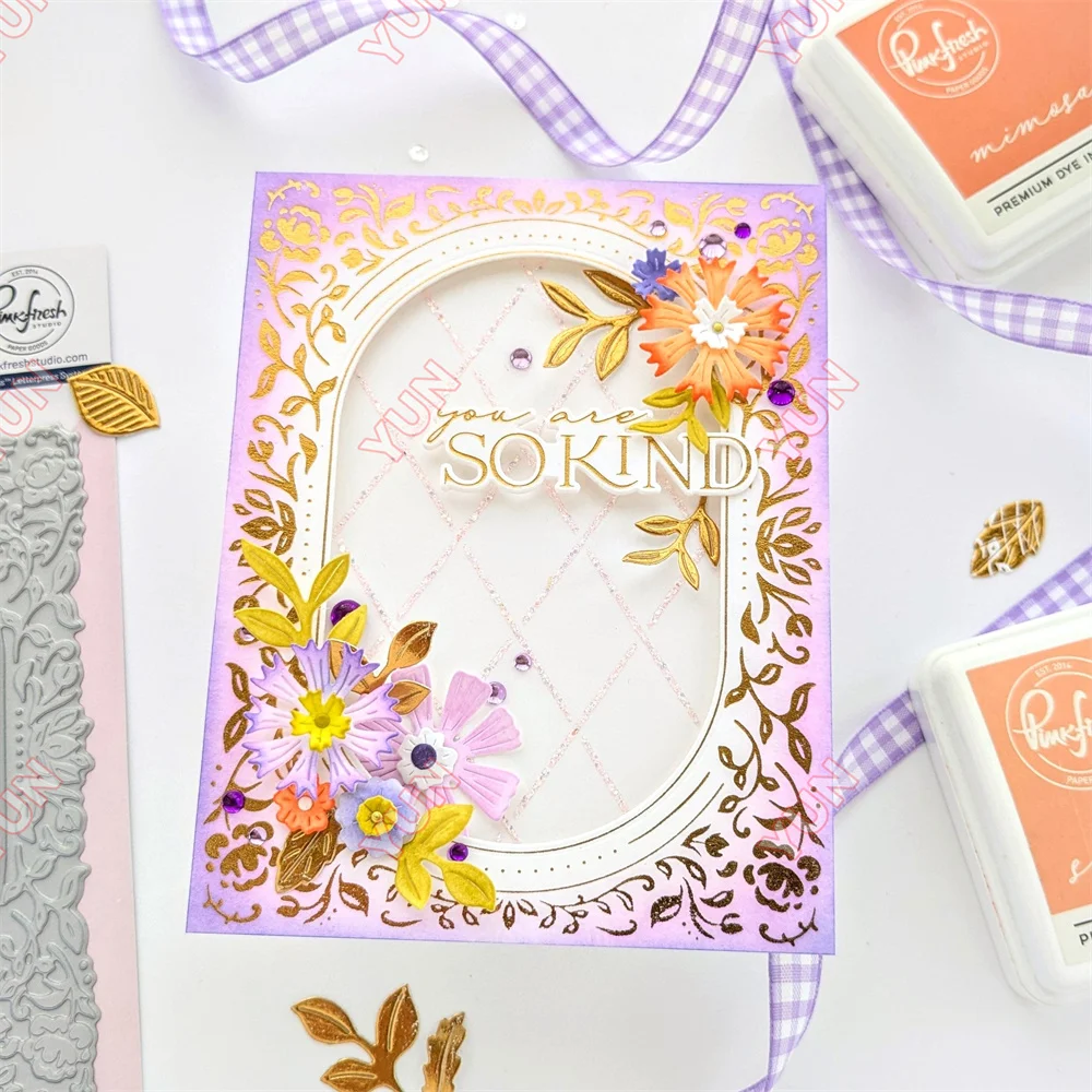 Cuts dies stamps Here for You Thank You emotion words stamp flower stencils arched molds for DIY grateful greeting cards making