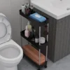 Bathroom Storage Rack With Wheelsr Rolling Utility Cart Bathroom Storage Organizer Multi-purpose Corner Shelf 3/4 Laye 2