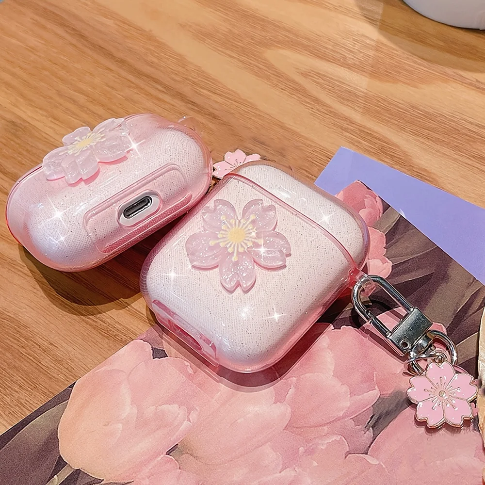 Chic Blossom & Stylish Floral Protective AirPods Case with Carry Strap for Pro/2/3 Gen: Elegant Security & Personalization