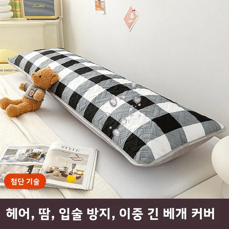 롱 더블 퍼슨 베개커버 48x50 확장형 커플용 땀 방지 노란색 변색 방지 가정용 싱글 폴리에스터 침구