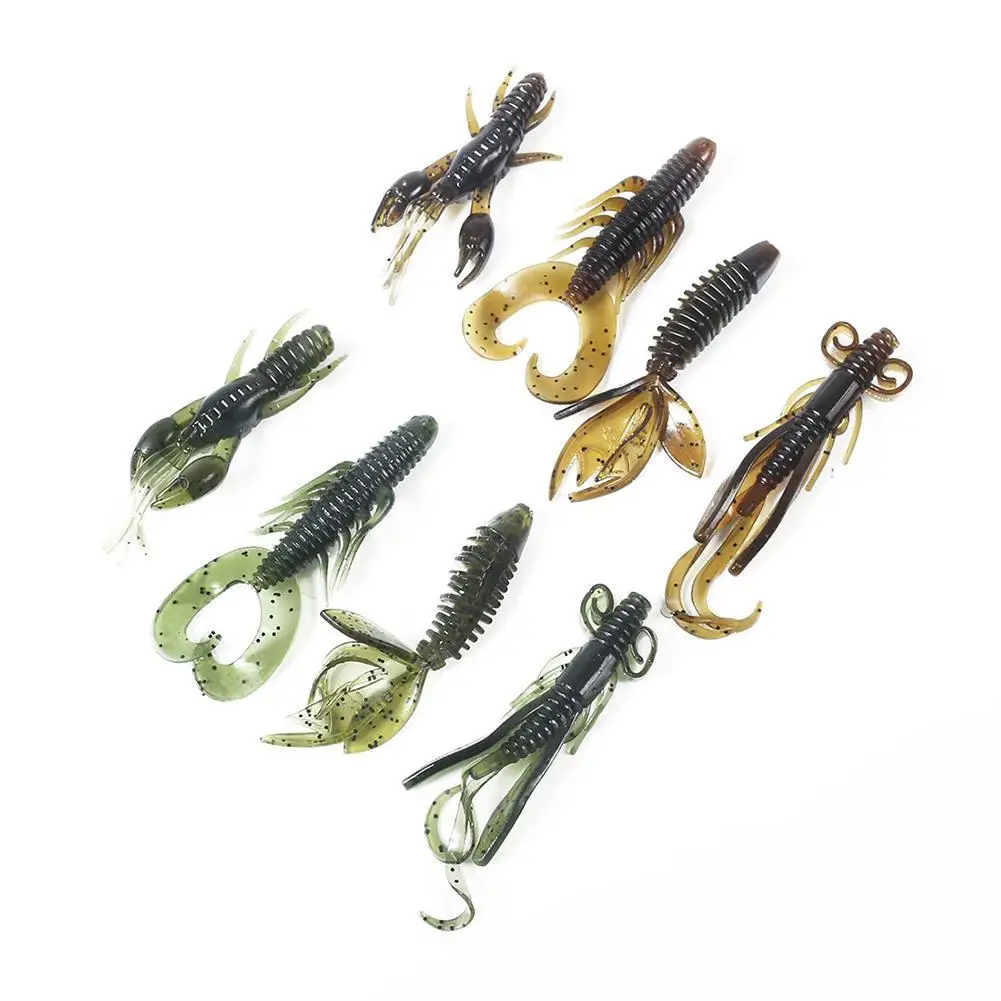 4pcs Wobbler Silicone Bait Worm Lobster Fishing Lure 2g 60mm Shrimp Lizards  Float Wobbler Jig Swivel Twintails Sea Fishing Baits