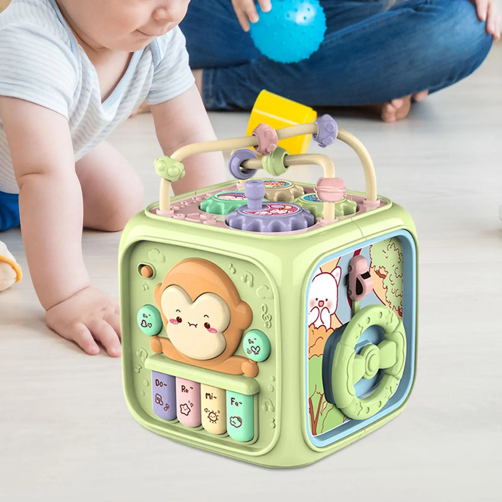 Busy Cube for Kids Sensory Developmental Learning Toy with Sound and Music for Birthday Gift 18-36 Month Kids Infants Travel Toy