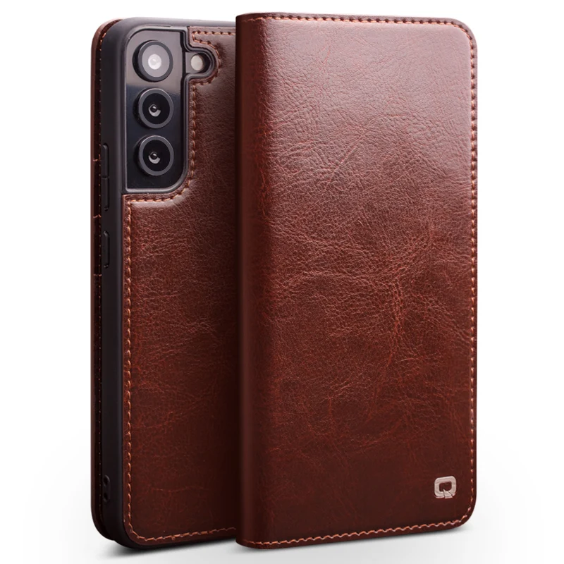 

Qialino Luxury Genuine Leather Phone Cover Case For Samsung Gaxaly S23 S22 Plus Ultra Stylish Handmade Flip Case With Card Slots