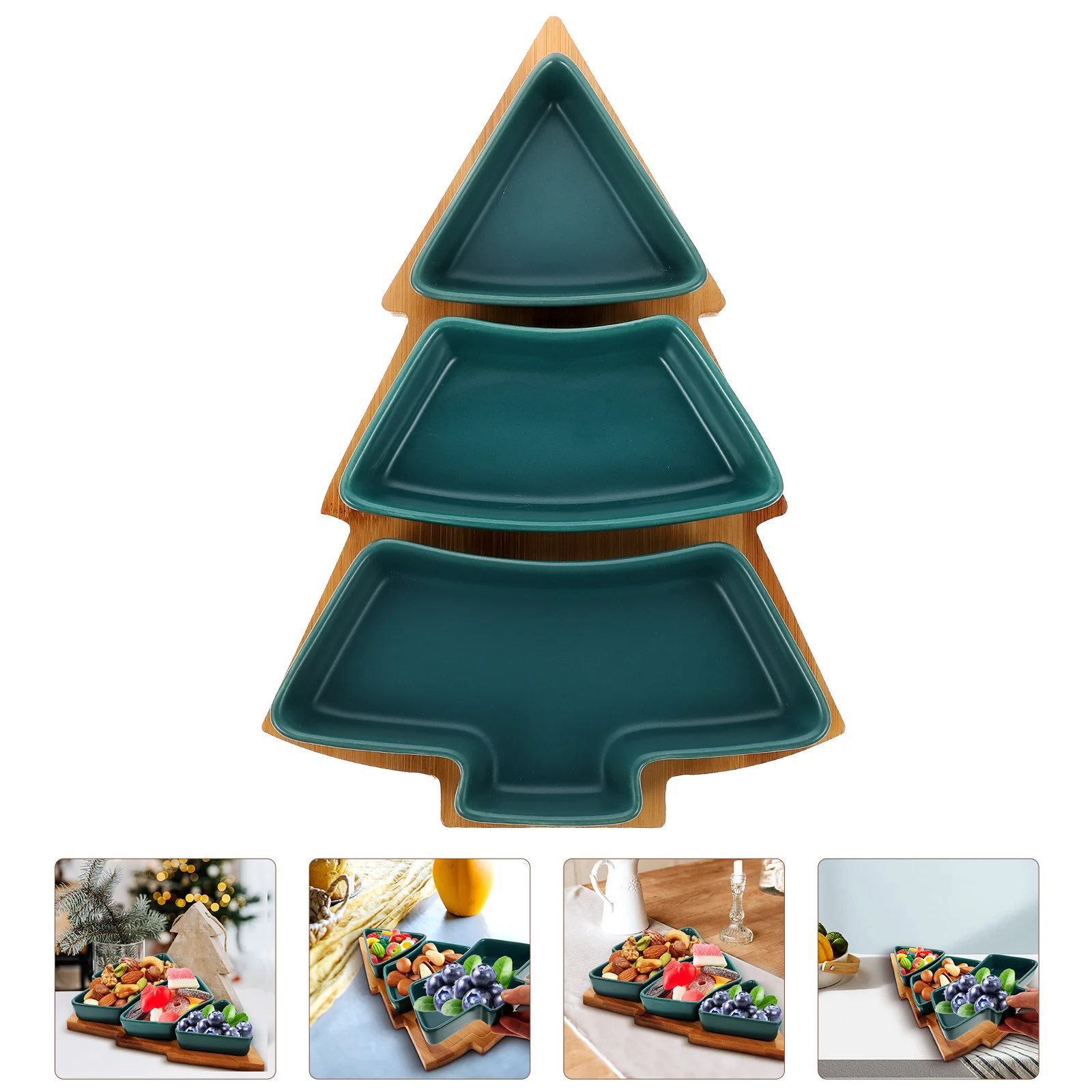 

1 Set of Christmas Tree Snack Tray Convenient Snack Plate Ceramic Dry Fruit Tray Candy Supply