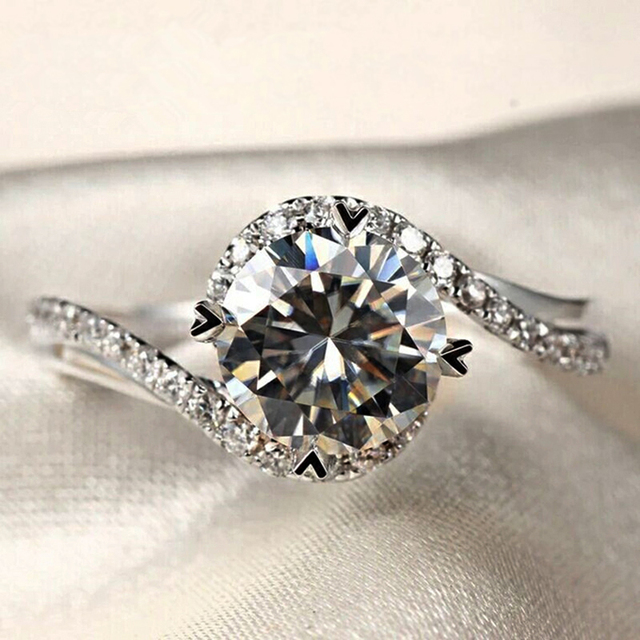 Fade 18K White Gold Rings Women High Quality Zirconia Diamond Original 925 Silver Rings Wedding Band Bridal Jewelry Gift