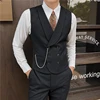 4XL-M Brand Clothing Men's Spring High Quality Business Suit Vest/Male Slim Fit Stripe Double-breasted Blazers Vest Men's Dress 1