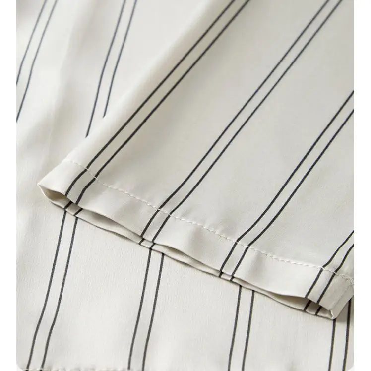 2022 Couple Silk Pajamas Loungewear Pijamas Spring and Autumn Men's Sleepwear Pyjamas Women Luxury Clothes Stripe Design