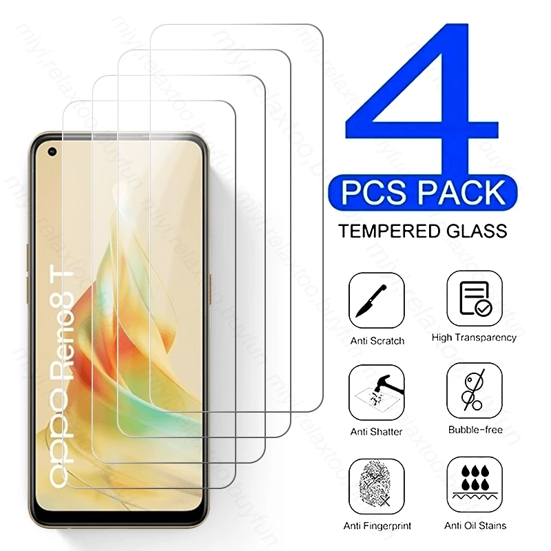 

4 шт. закаленное стекло для Oppo Reno8 T Reno 8 T 8 T Reno8T 4G 2023 CPH2481 6,67 "9H защита для экрана Взрывозащищенная HD пленка