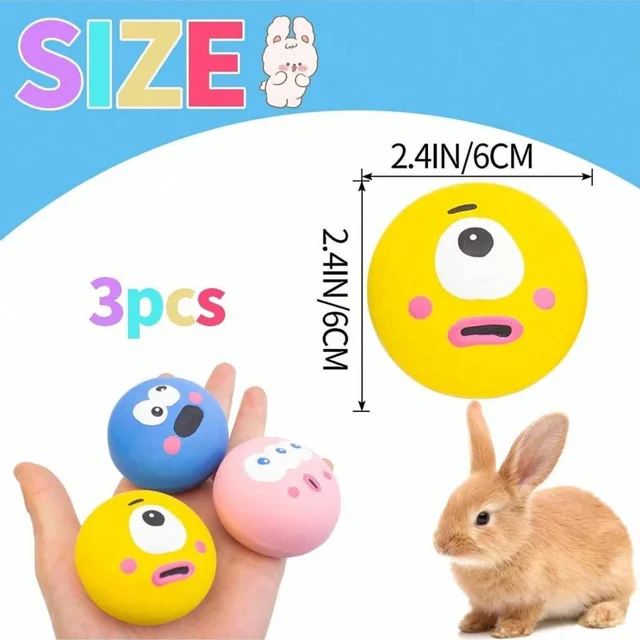 1 piece cute big eyed design, pet rubber grinding teeth cleaning ball, squeaking dog toy ball, interactive training pet supplies 3