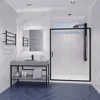 Framed Shower Door in Matte Black, Halberd Water Repellent Glass Shower Door with Seal Strip Parts, Easy Glide Rollers Sliding 2