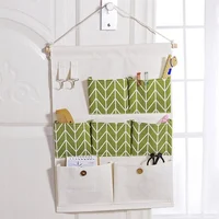 7 Pockets Cotton Linen Fabric Wall Door Hanging Bag Organizer Storage Pouches Wardrobe Closet Storage Bag Sundries Pouches 2