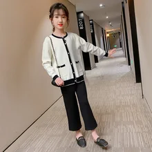 

fashion girls clothes winter Girls Little fragrant wind sweater set sweater + pant 2 pieces set children clothing set 9 10 12 14