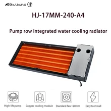 HJ Water Pump+Radiator Copper 17mm Thickness Computer Water Discharge Liquid Heat Exchanger G1/4 Threaded Use for 12cm Fans