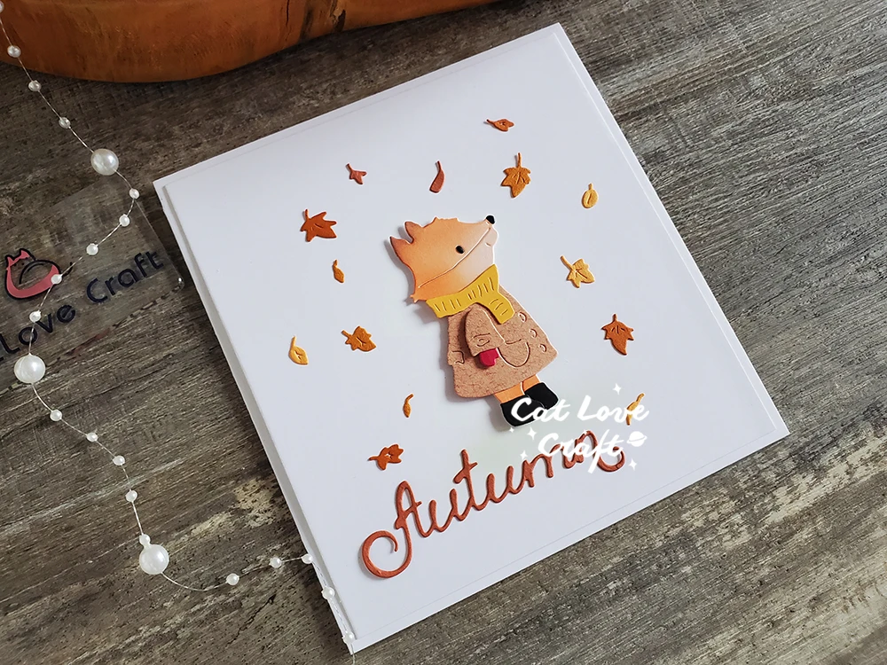 Catlove Herbst Ahorn Fuchs Metall Schneiden Stirbt Scrapbooking Form Schablone Stanzen Karte, Der DIY Handwerk Präge Neue Stirbt Für – Detail 2