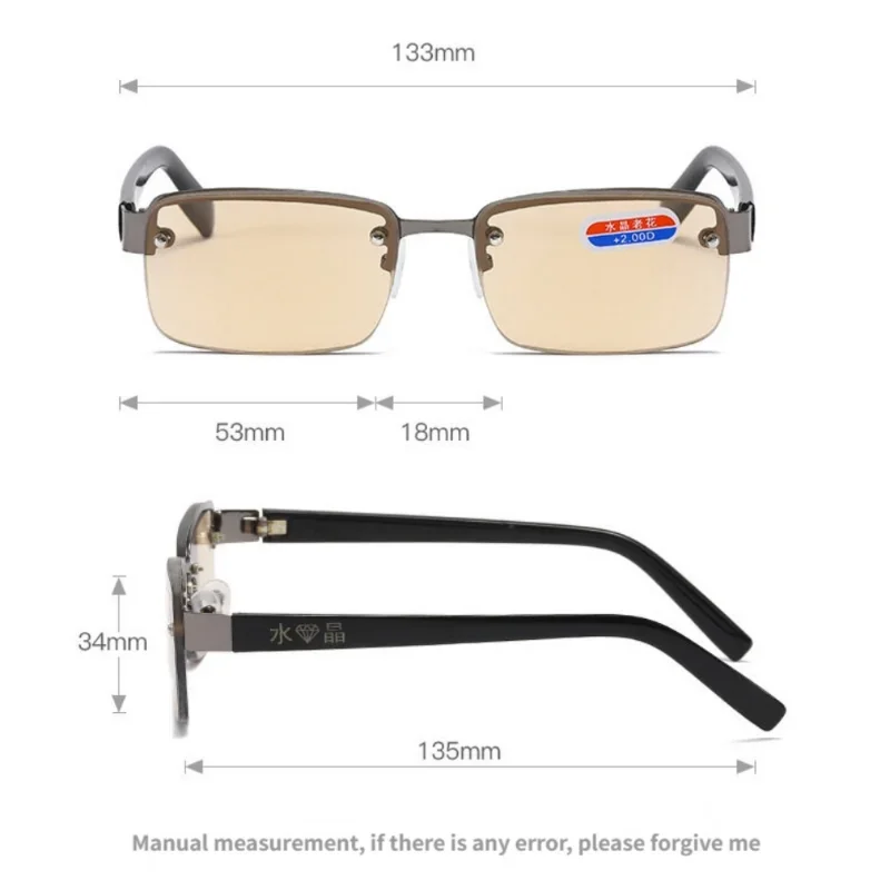 Half-frame Reading Glasses for Men Fashion Prescription Glasses Men's Sight Glasses +1.0 +1.5 +2.0 +2.5 +3.0 +3.5 +4.0