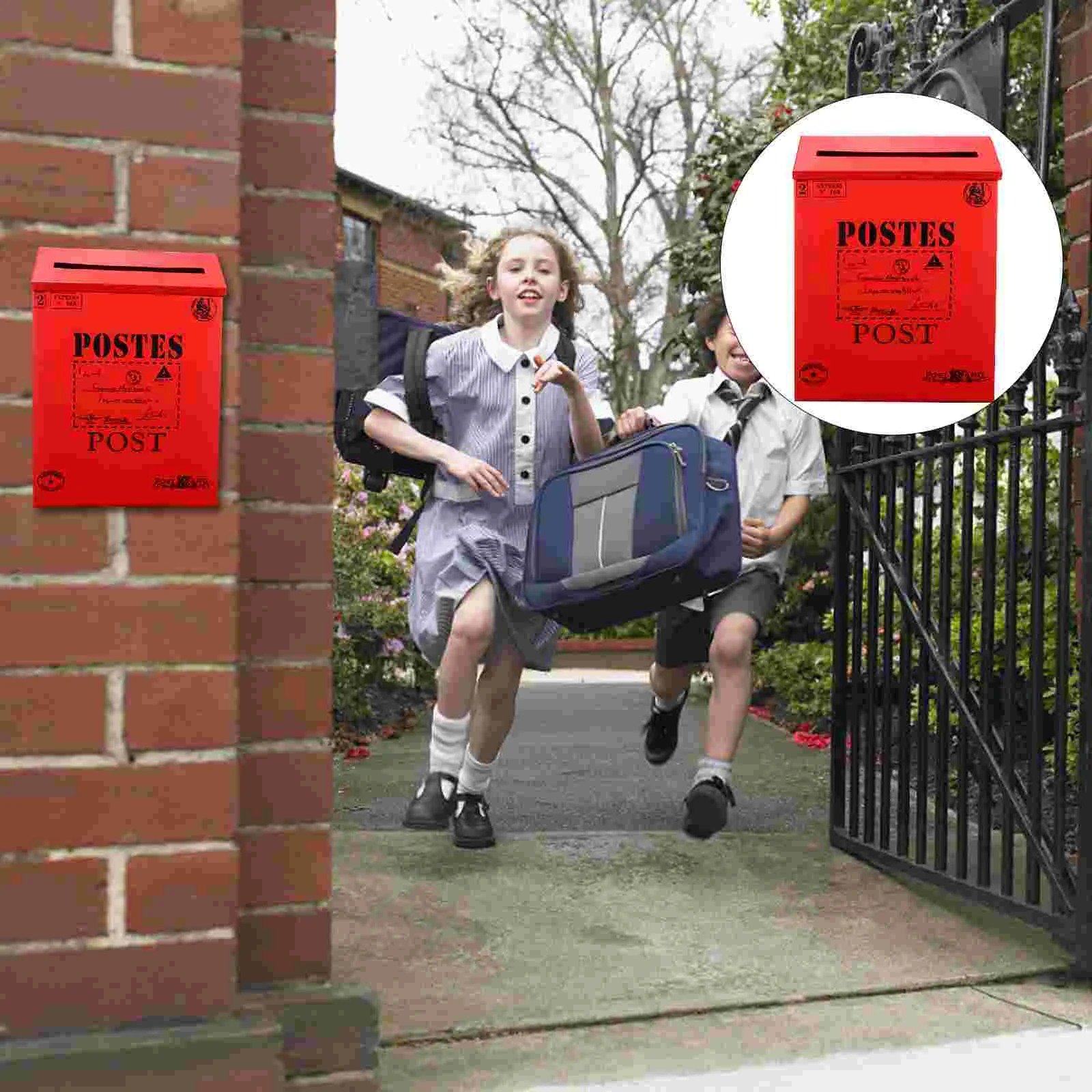 

Retro Tin Mailbox Home Decoration for Photo Supply Letter Case Ornament Props Newspaper Accessory