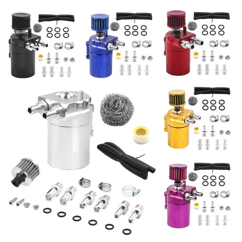 

oil catch can set 6 o-rings with 1 raw tape 300ml Baffled Oil Separator Catch Can Kit with Breather Filter Car Accessories
