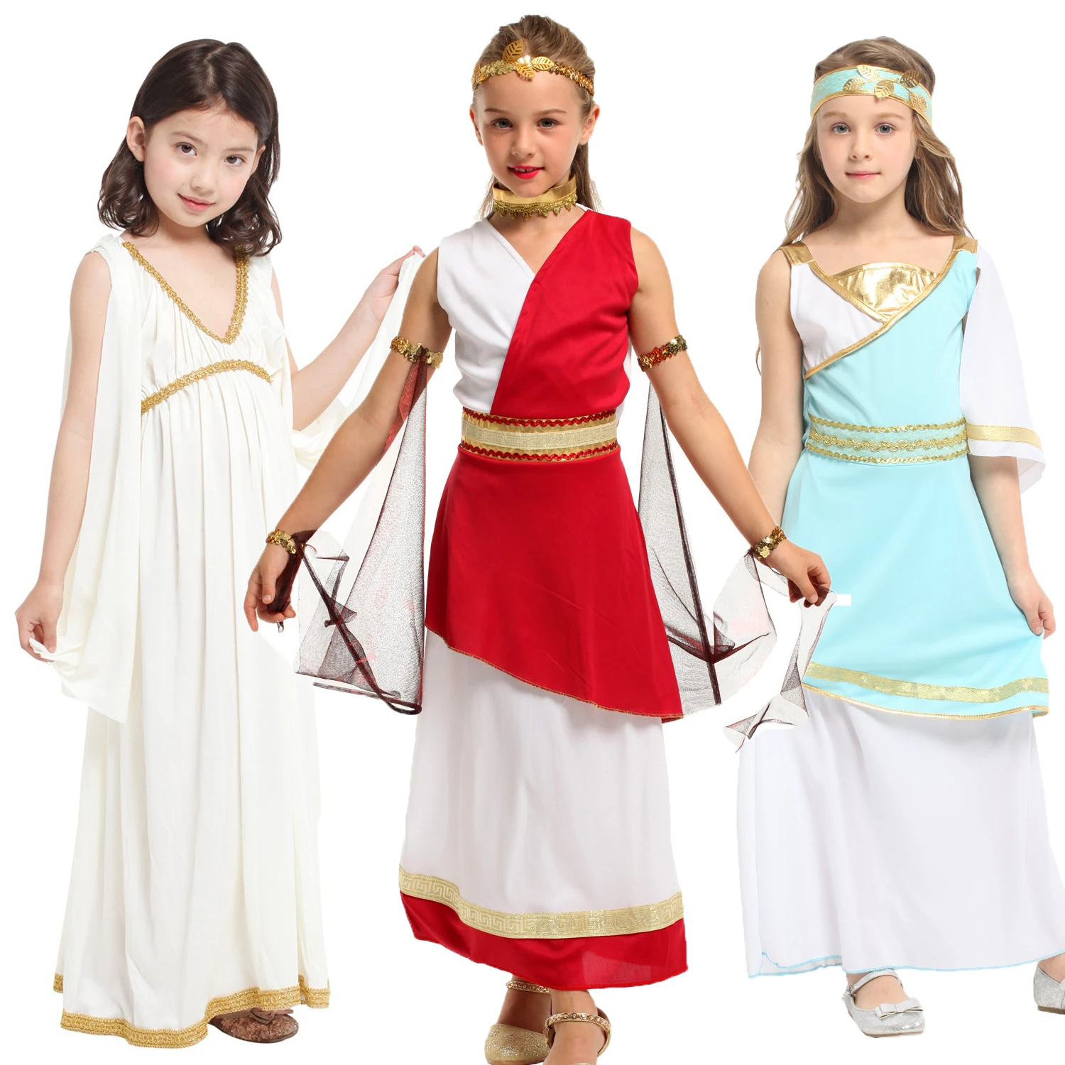thumbnail image 2 of Kids' Greek Toga Costume For Ancient Greece Cosplay Egypt 2 of 9