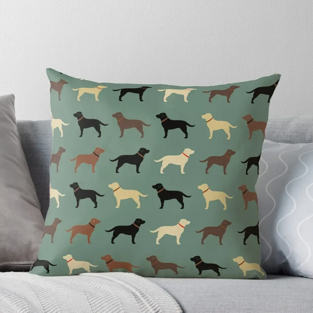

Labrador Retriever Dog Silhouettes Pattern with Chocolate, Yellow, Red and Black Labs Throw Pillow Custom Cushion Pillowcases