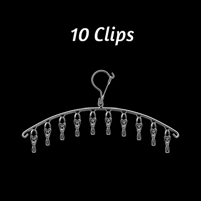 Kleiderbügel aus Edelstahl zum Trocknen von Kleidung, winddicht, Kleiderständer mit 20 Clips, Wäscheständer für Socken, Unterwäsche, Socken, Halter, Kleiderbügel_voghion.com