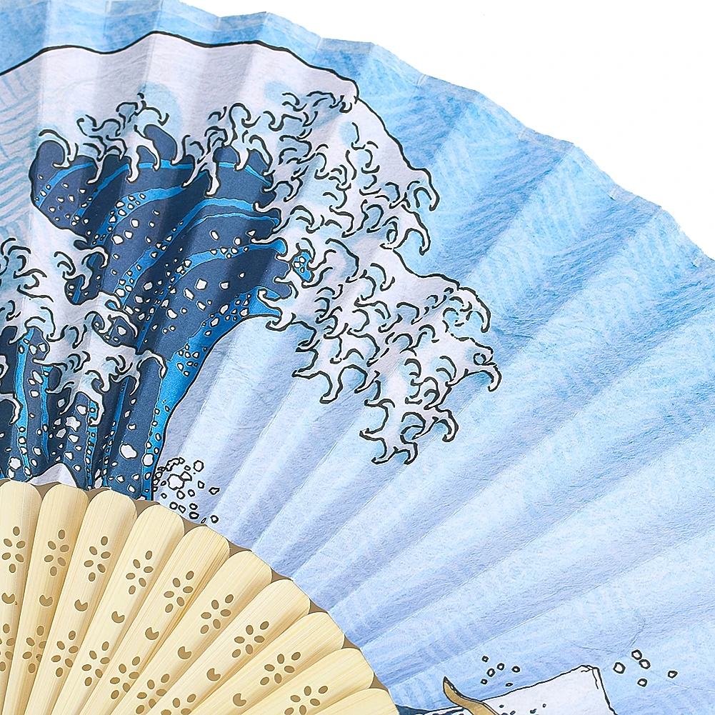 Japanese Retro Famous Painting Kanagawa Surf Print Folding Fan For Kimono Hand Props Ukiyo-E Art Great Wave Home Fans Crafts 1pc portable fan,folding fan,mini fan,hand fan,wooden hand fan,silk fans,kung fu fan