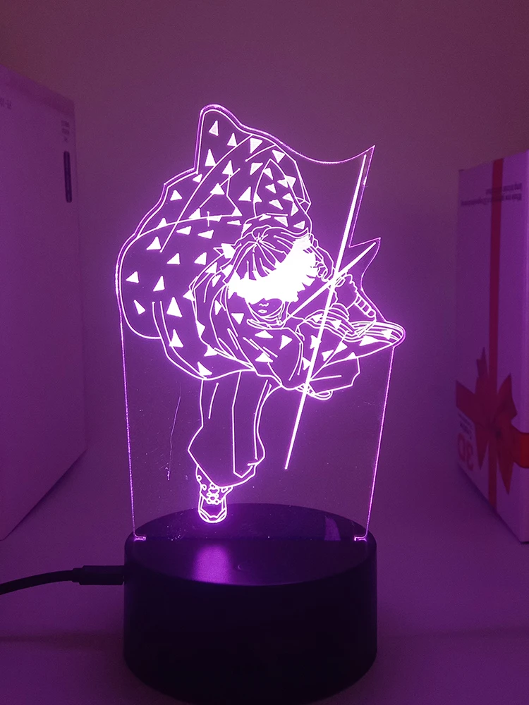 Ddecoração para Quarto Demon Slayer Kimetsu Yaiba Agatsuma Zenitsu Led Luminaria Anime Figure Luz Noturna Lampada Mangá Controle Iluminação Noite Twilight Abajou Room Decor 3d Lamp Avatar Painel Letreiro Luminoso no 2 Computers & Electronics