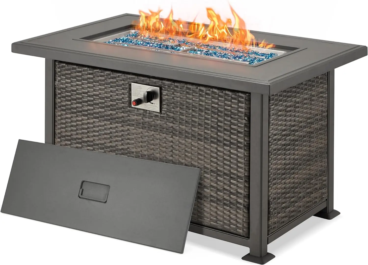 44" L Propane Fire Pit Table,50,000 BTU Auto-Ignition Gas Fire Table with CSA Certification,2 Hidden Side Hooks