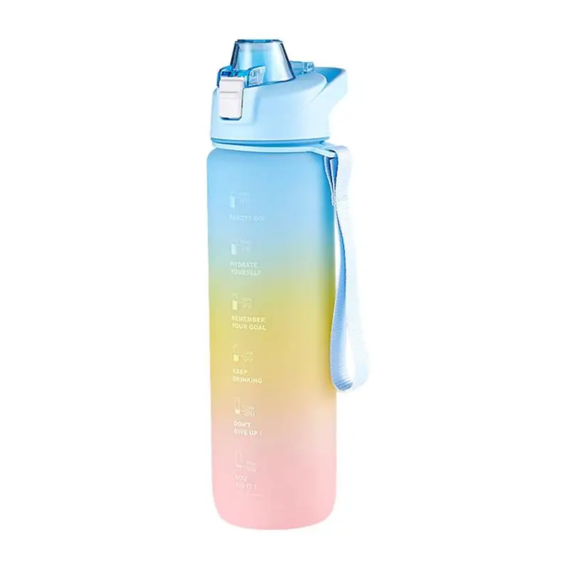 

Drink Bottle Gradient Color Motivational Water Bottle With Straw & Time Marker Leakproof Large Sports Drinking Bottle Reusable