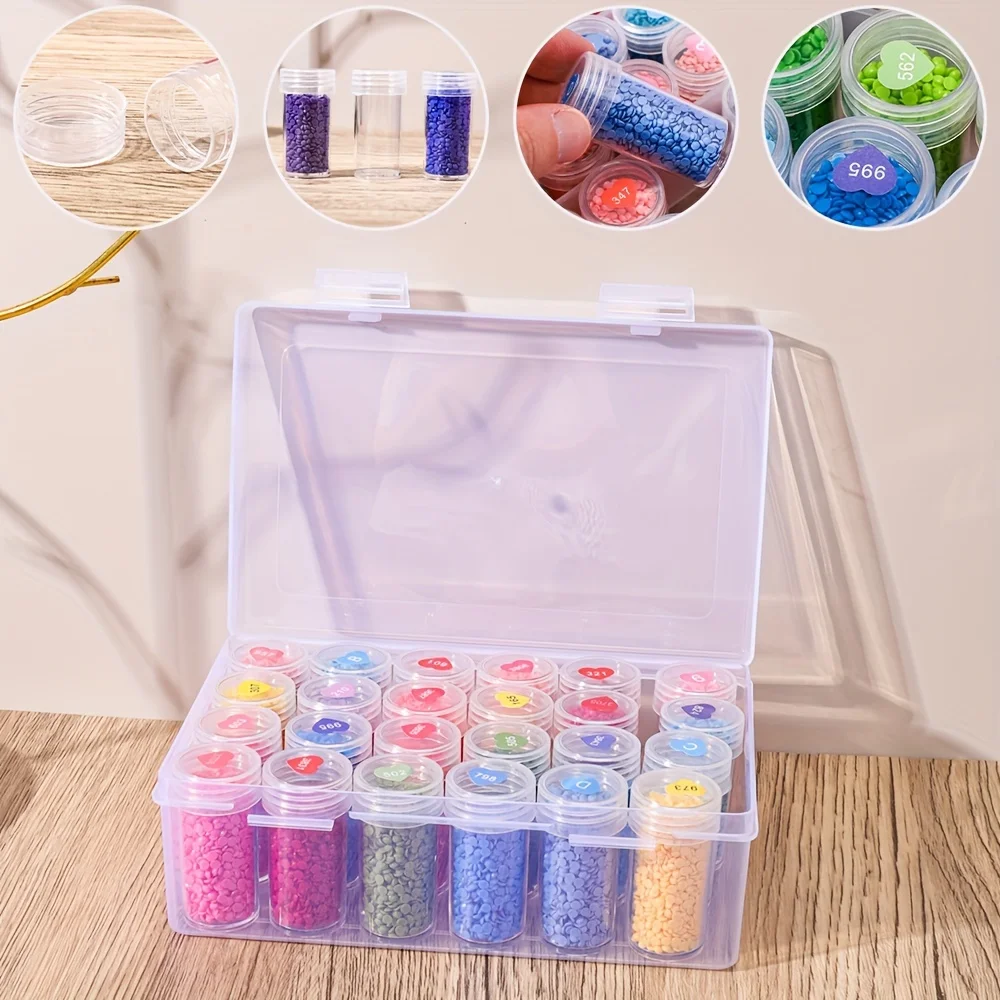 A Set Of 24 Diamond Painting Collection Sets Includes Round Storage Bottles And Large Organizers, Which Is a Thoughtful Companio