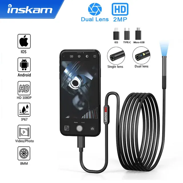 W300-C wifi lightning type-c 3m hard cable 3 in 1 single lens driver endoscopic camera endoscope for smartphones cell phone