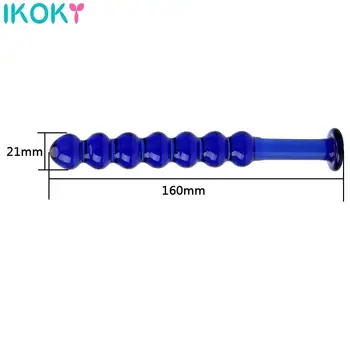 IKOKY Anal Plug Glass Dildo Pyrex 7 Beads Crystal Balls Sex Toys for Women Men Fake Penis Butt Plug Prostate Massage 3