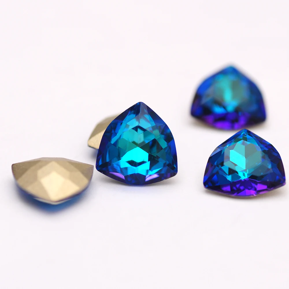 CTPA3bI 새로운 5A 품질 Trilliant 5PCS 느슨한 다이아몬드 Strass 12mm Pointback 접착제 옷 유리 네일 라인 석 장식 구슬에