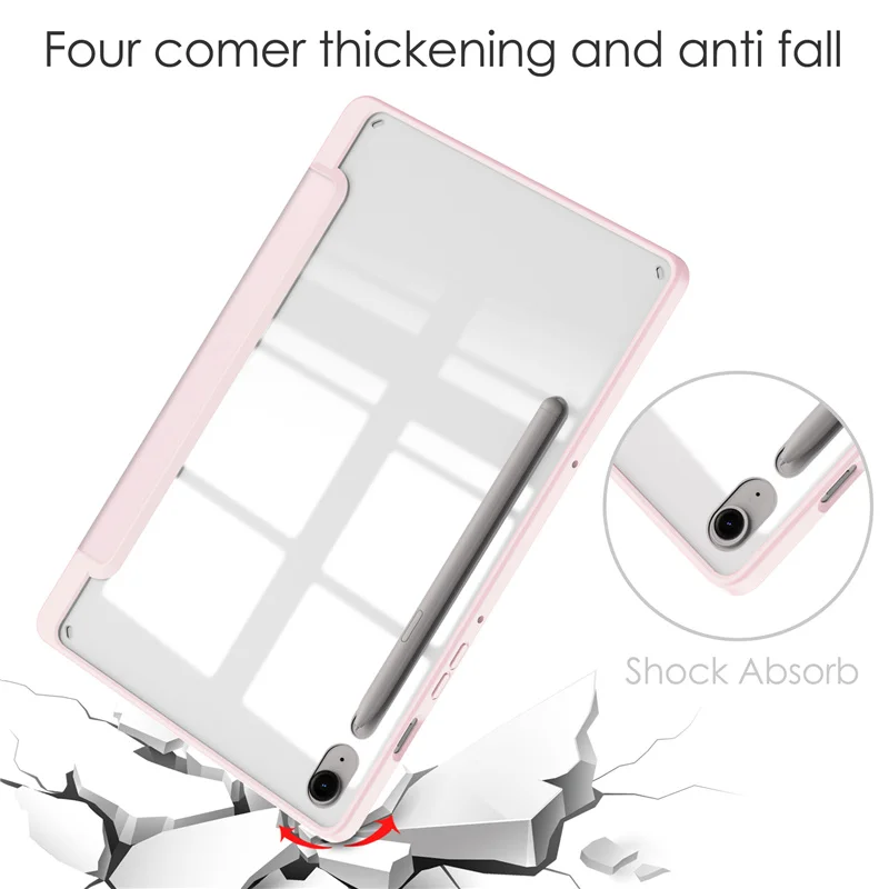 Crystal-Clear Hard PC & Soft Back Protective Case for Galaxy Tab S9 FE+ (2023)