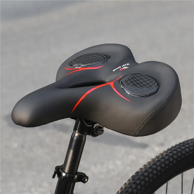 WEST BIKING Widen&Enlarged Bike Saddle Comfortable Shock Absorption MTB Road Bicycle Cushion PU Waterproof Cycling Seat