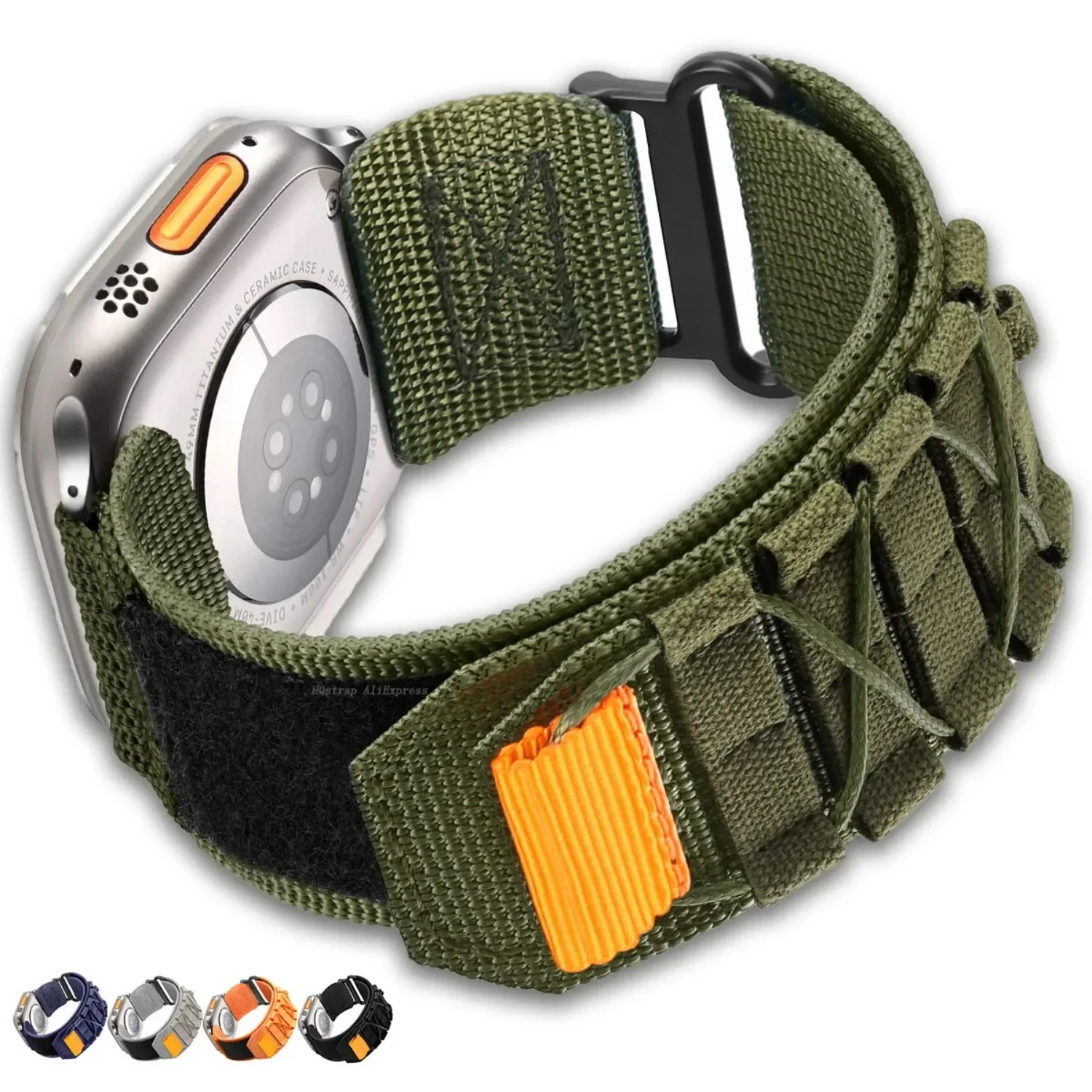 애플 워치용 루프 나일론 스트랩, 울트라 2 밴드 49mm 45mm 44mm 전술 팔찌, 아이워치 시리즈 9 8 7 5 SE 6 42mm 38mm 40 41mm
