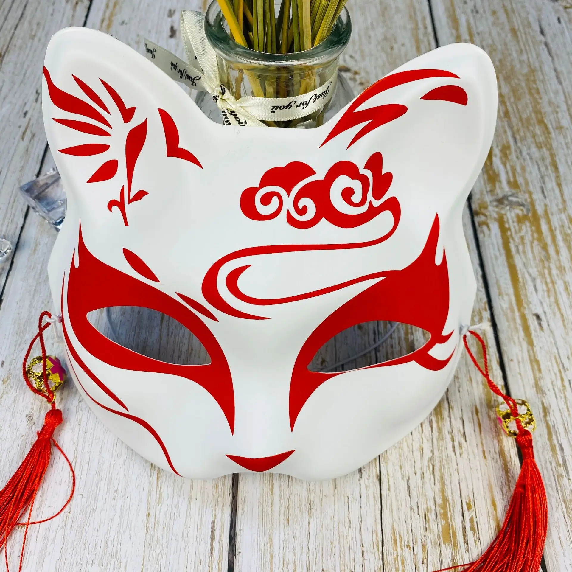 Red Cat Mask, Hand Painted, Hand Designed 