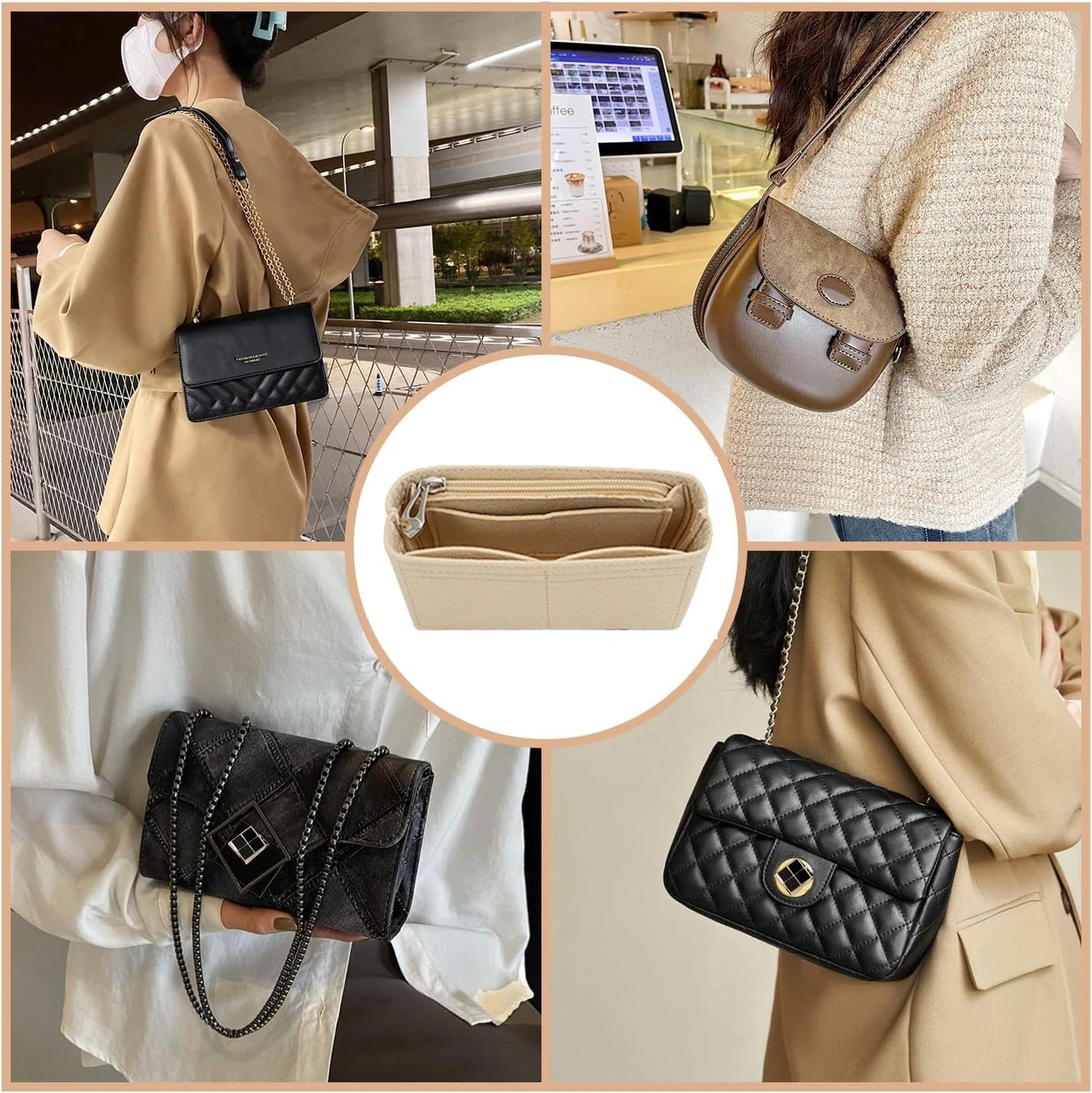 Organizer per Borsa Longchamp Small Tote Bag Timid, Inserto Interno per Organizzazione e Conservazione, Adatto per Dimensioni Mini - immagine 3