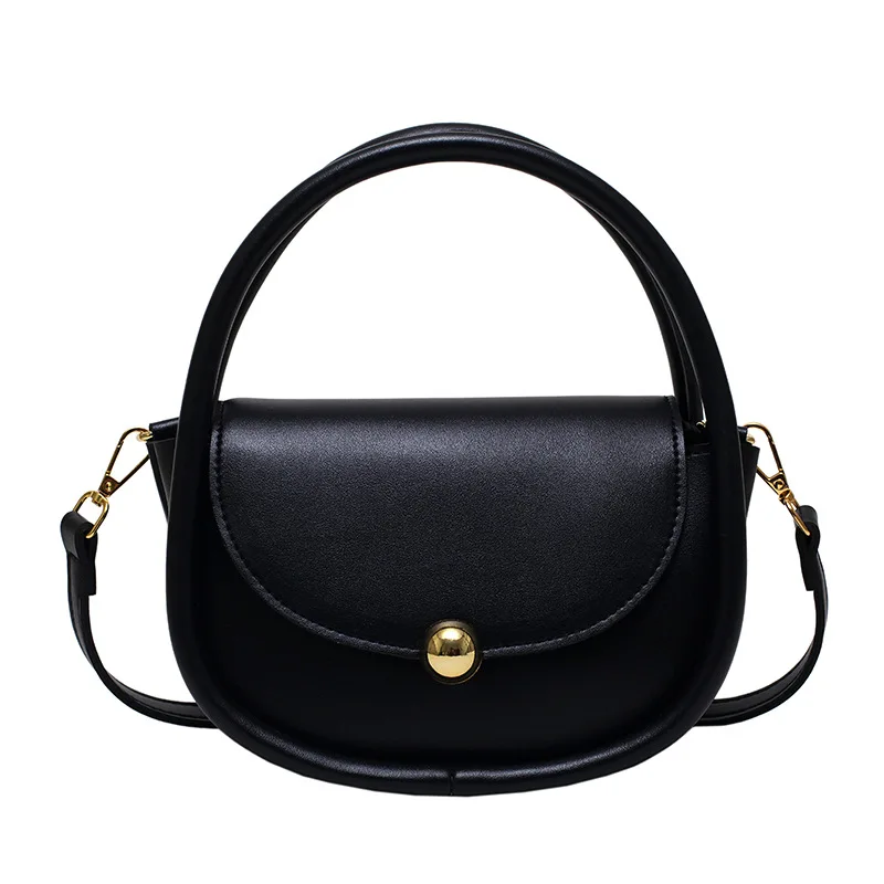 Korean New Bag for Women Fashion Solid Color Small Round Bag Fresh and Sweet Small Bag Shoulder Messenger PU Women's Bag