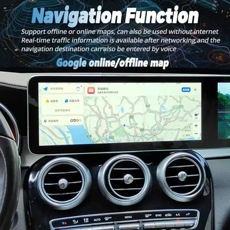 For Benz C GLC 2016-2022 Dual Touch Screen Stereo GPS Navigation Car Radio Carpl