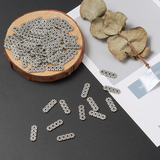 Set Di 150 Perline Tubolari In Argento Tibetano - 15 Design Misti Per Creare Gioielli Fai Da Te - Foto 7