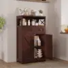 Dark Brown Storage Cabinet with Drawers and Shelves, Standing Kitchen Pantry Cabinet, Floor Storage Cabinet Hutch Cupboard, 3