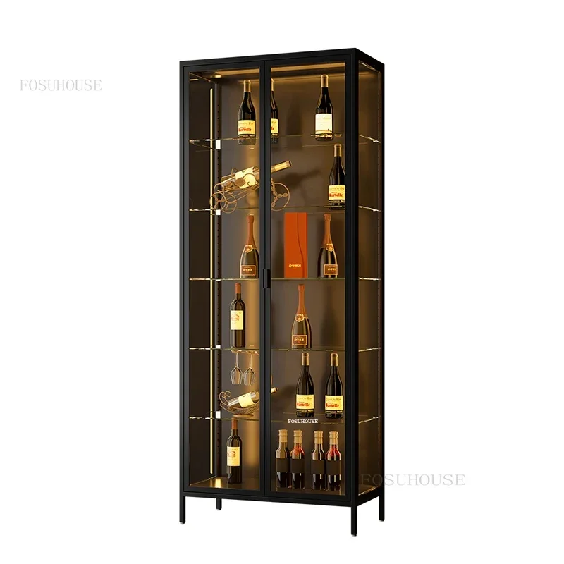 Italian High-end Sense Wine Cabinets for Living Room Glass Door Display Cabinet Minimalist Light Luxury Bar Furniture Showcase