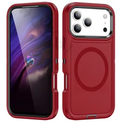 Heavy Duty Shock Absorption Full Body Protective Silicone Rubber Phone Case - iPhone 17 (Red black)