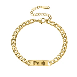 Custom Engraved Eye Image Pendant Bracelet - Personalized Jewelry Gift - 24cm (Gold)