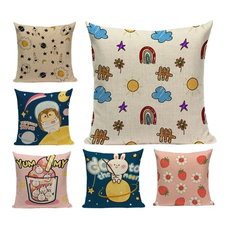 

Home Decoration Scandinavian Pillowcase Cartoon Sofa Simple Art Pattern Fashion Flower Cushion Cover Pillow for Sofa DF2170