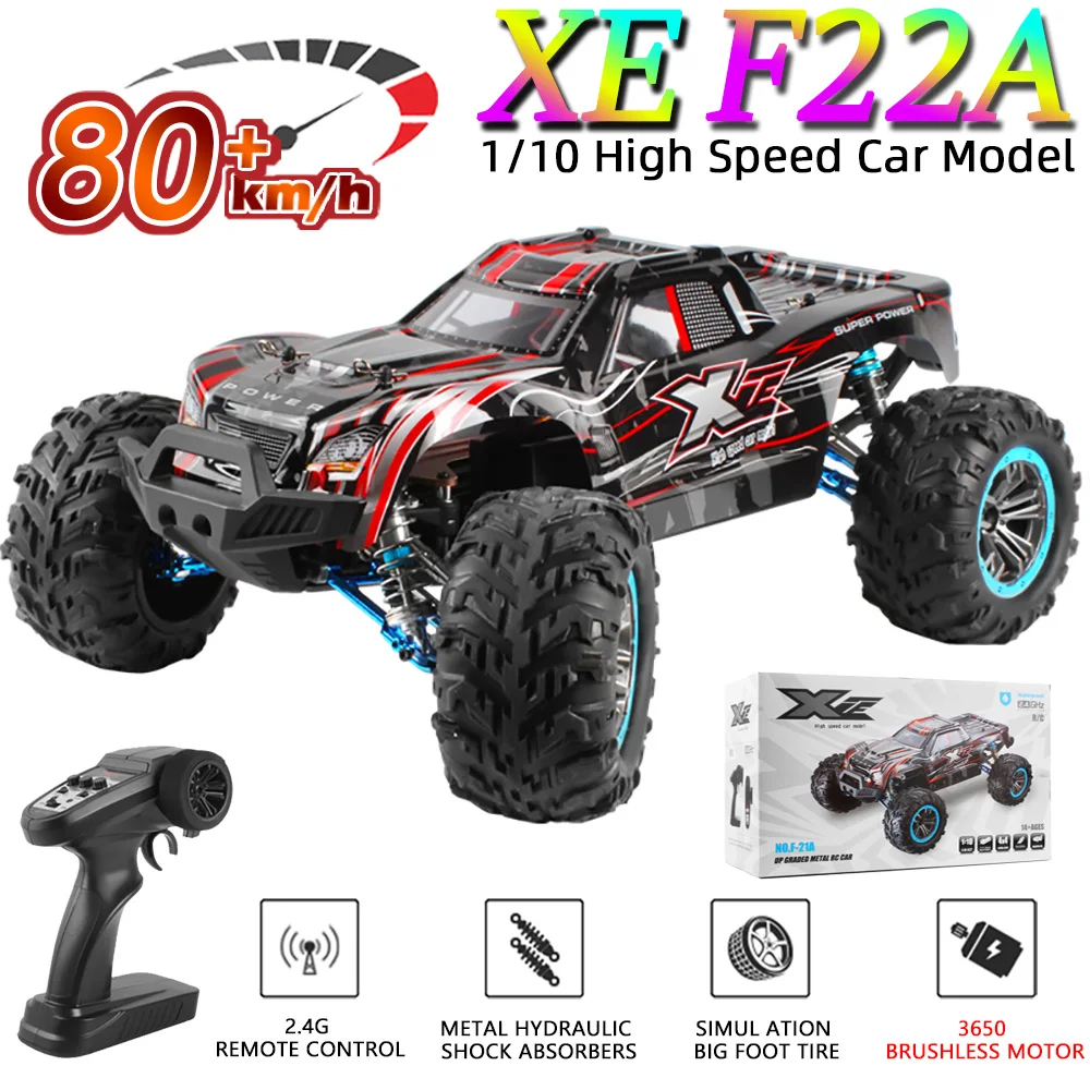 XLF F22A F21A 1:10 80 km/h RC 자동차, 4WD 2.4G 브러시리스 올 메탈 언더캐리지 리모컨, 고속 드리프트 몬스터 트럭 장난감