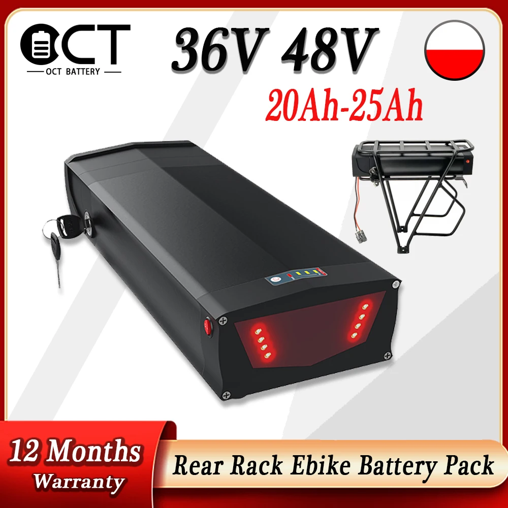 Hailong 48v E Bike Rear Rack Battery 36v 20ah 25ah Samsung Cells Lithium  Electric Bicycle Battery Pack For 350w-1500w Motor