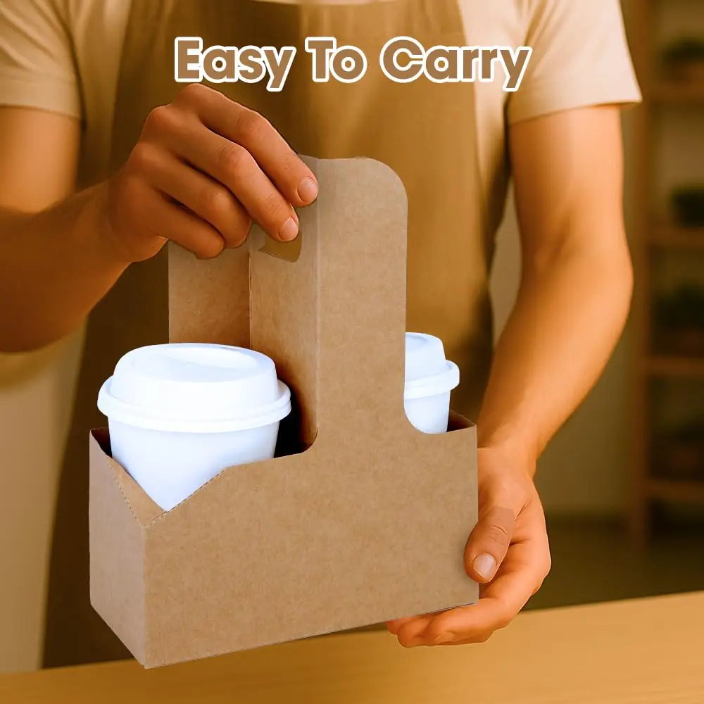 Drink Holder with Handle Paper Cup Holder Coffee Drink Holder Tray Disposable Takeaway ... - SKU DHH01300 - UGI Packaging